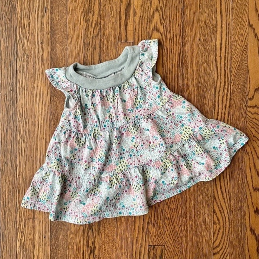 TEA‎ Floral Baby Smock Tier Layer Summer Dress with Ruffle Sleeves 9-13 Months